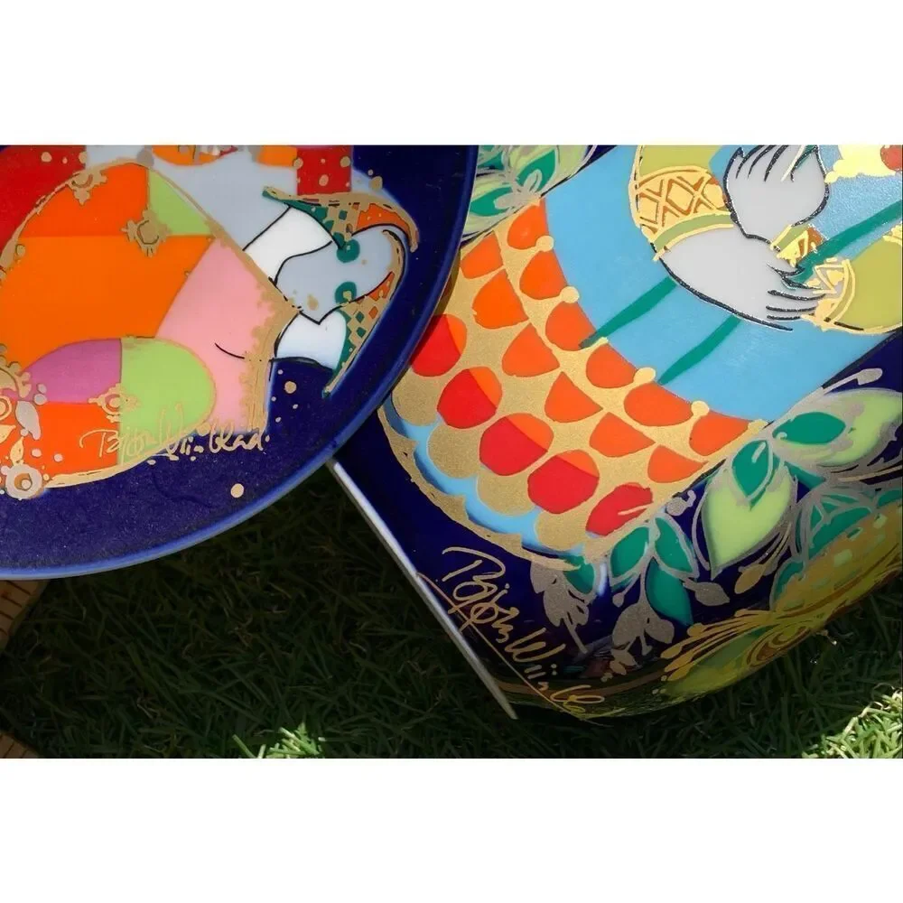 2 Rosenthal Studio Bjorn Wiinblad 1001 Arabian Nights Vase & Plate SET signed